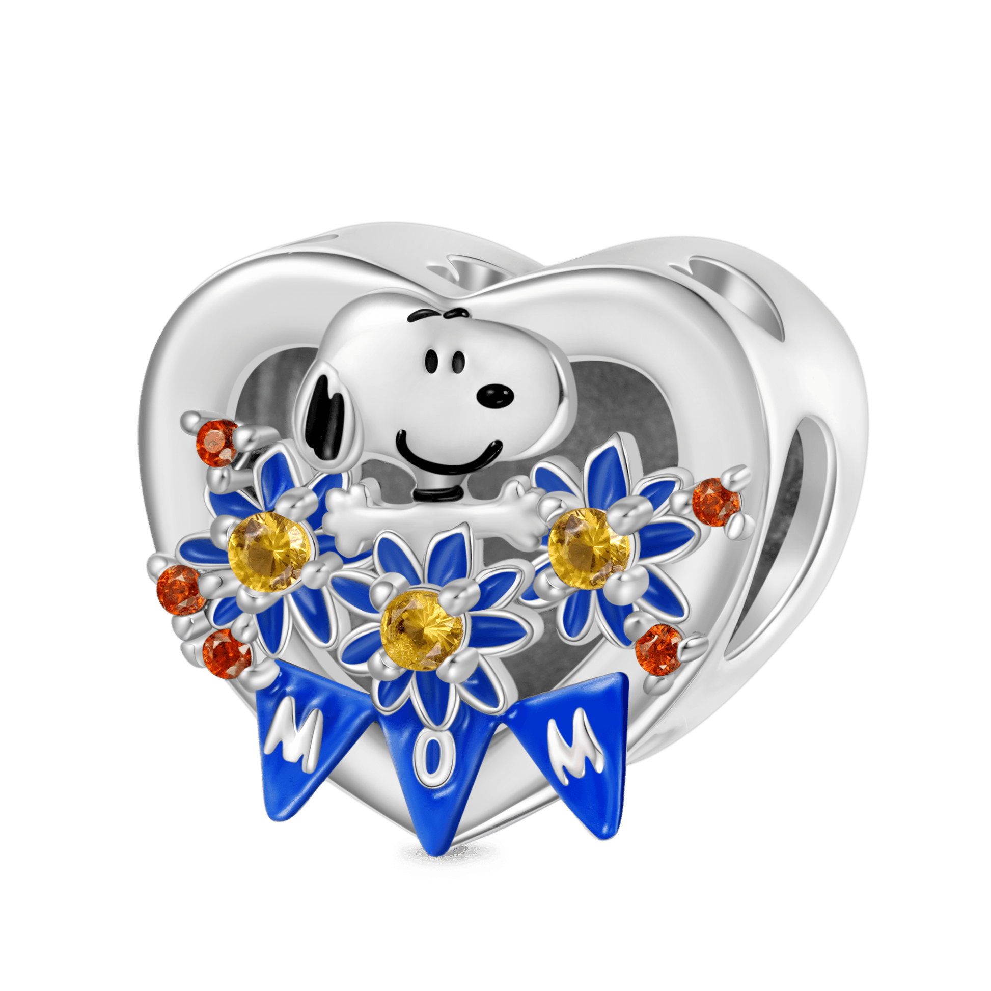 Gnoce Peanuts 'Flowers for Mom' Snoopy Heart Personalized Photo Charm_2