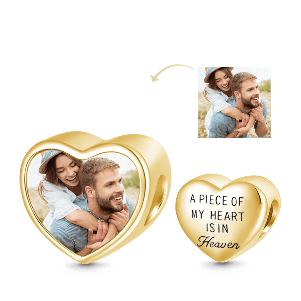 Gnoce 18k Gold Plated Love Forever Heart Personalized Photo Charm_2