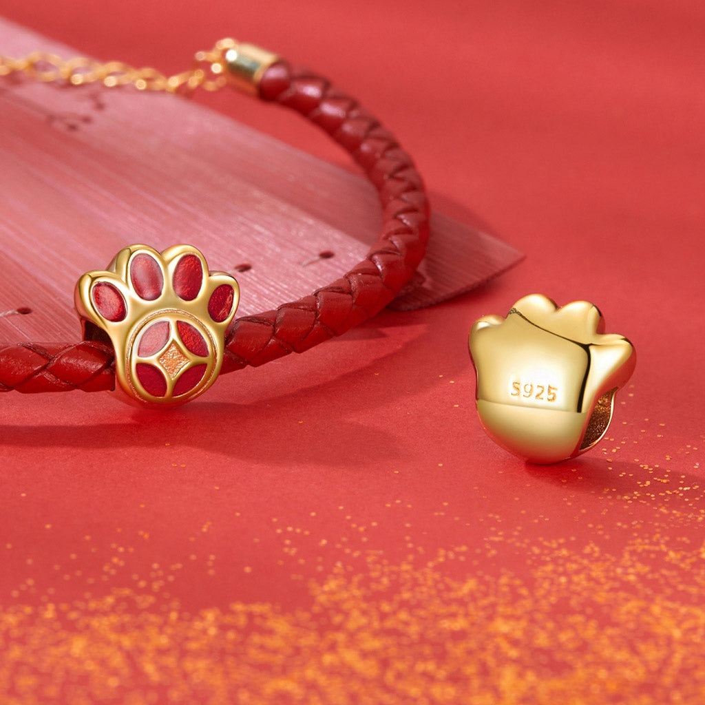 Gnoce Gold Plated Fortune Paw Print Charm_3