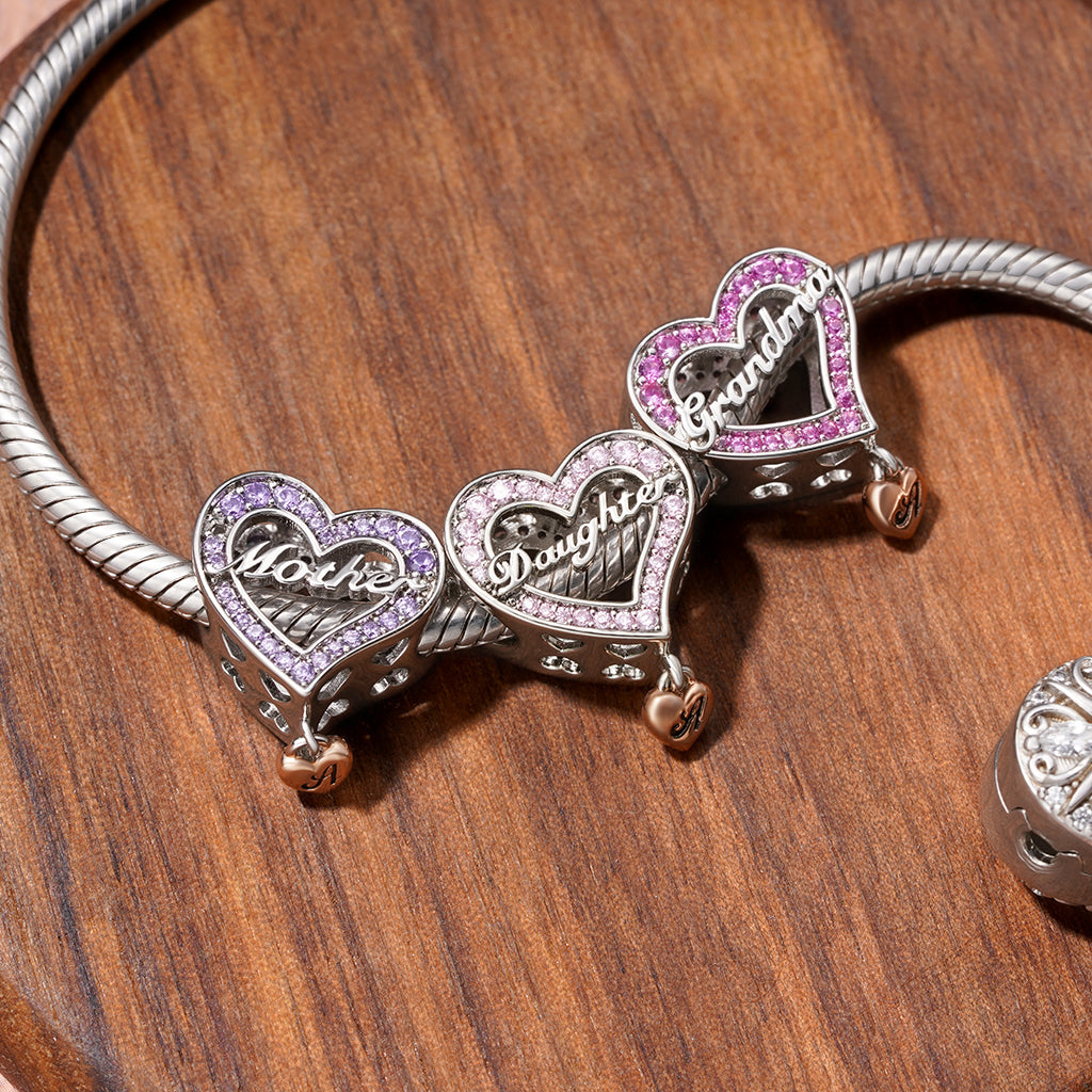 Gnoce Family Members - Daughter Personalised Heart Charm_5
