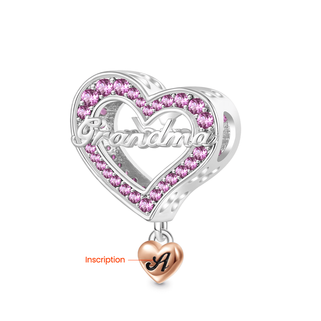 Gnoce Family Members - Grandma Personalised Heart Charm_2