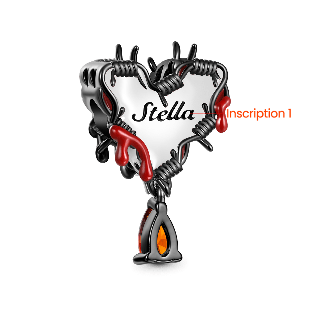 Gnoce Valentine's Day Fiery Heart of Thorn Engravable Pendant Dangle Charm_2