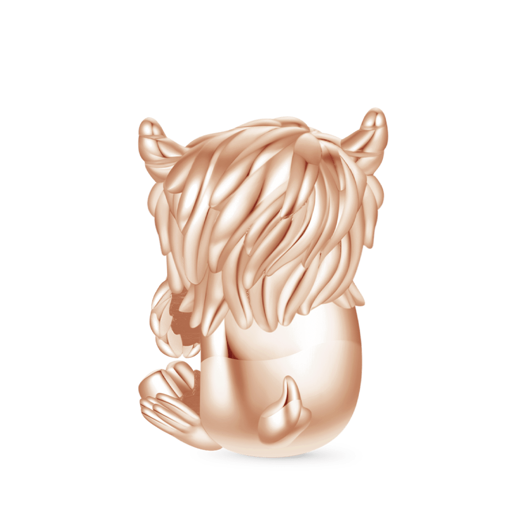 Gnoce Rose Gold Cute Scottish Highland Cow Charm_2