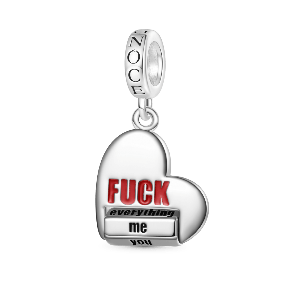 Gnoce Heart Rotating 'FUCK' World Charm Platinum-plated Silver Blend_2