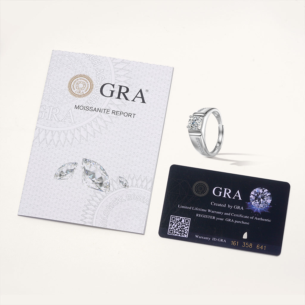 Gnoce Moissanite Men Wedding Ring Platinum-plated Silver Blend_3