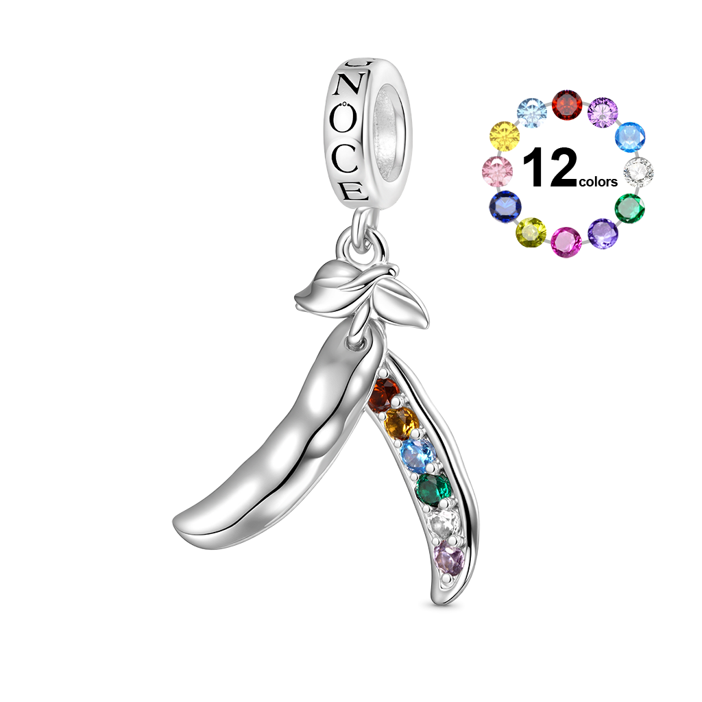 Gnoce Personalized Birthstone Six Peas in a Pod Pendant Dangle Charm_1