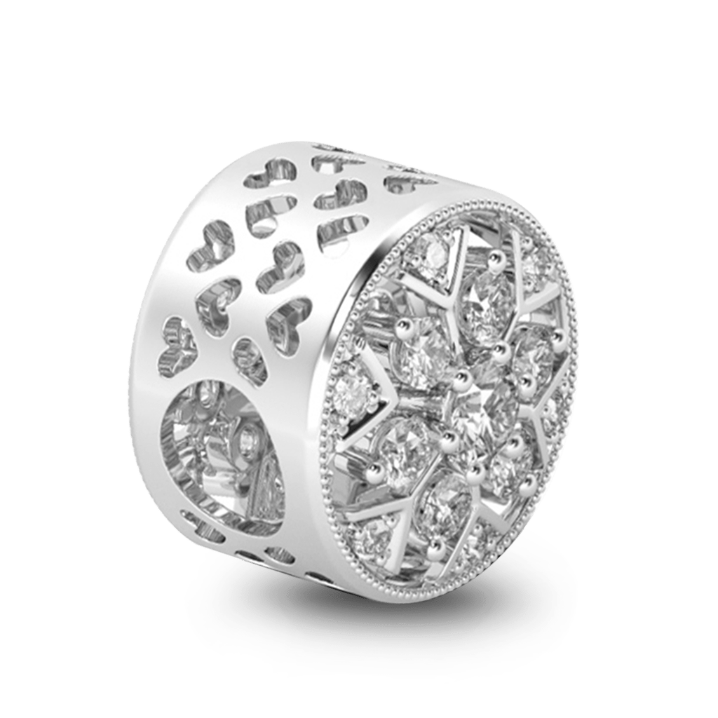 Gnoce "Pure Love " Snowflake Charm Best Christmas Gift for her 925 Sterling Silver Hollow Bead Charm_2