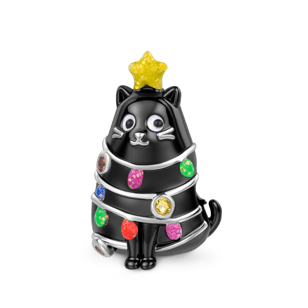 Gnoce Glow-in-the-Dark Black Cat Christmas Tree Beads_2
