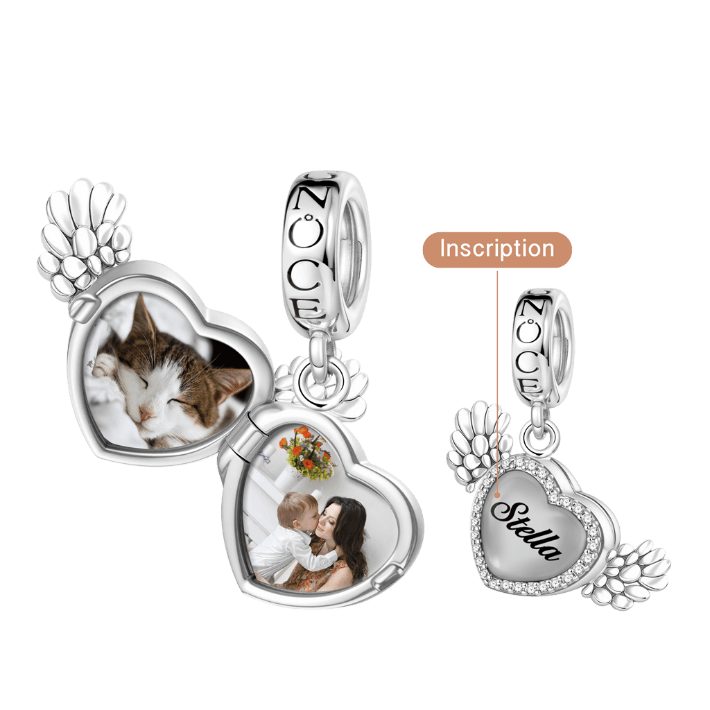 Gnoce Heating Color-changing Magic Personalized Photo Angel Wings Heart Charm_3