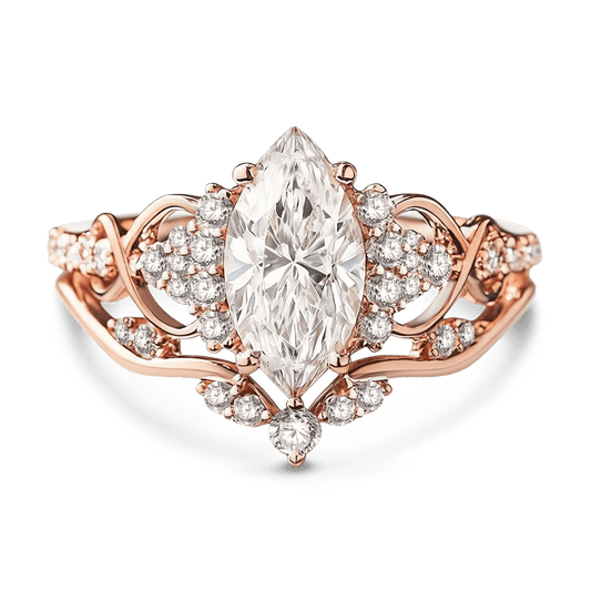 Gnoce Vintage Filigree Marquise-Cut Moissanite Ring_1