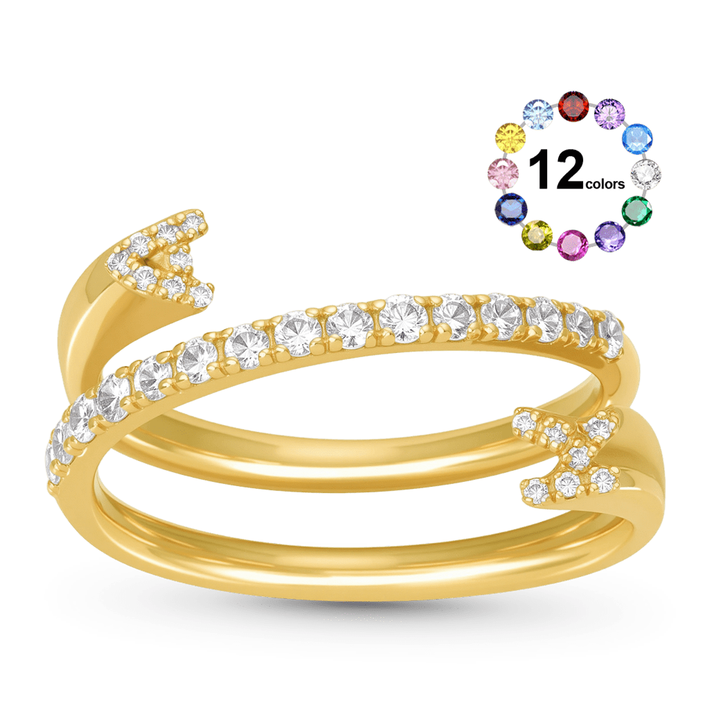 Gnoce Personalized Cuff 3 Row Nesting Ring with Engraving_1