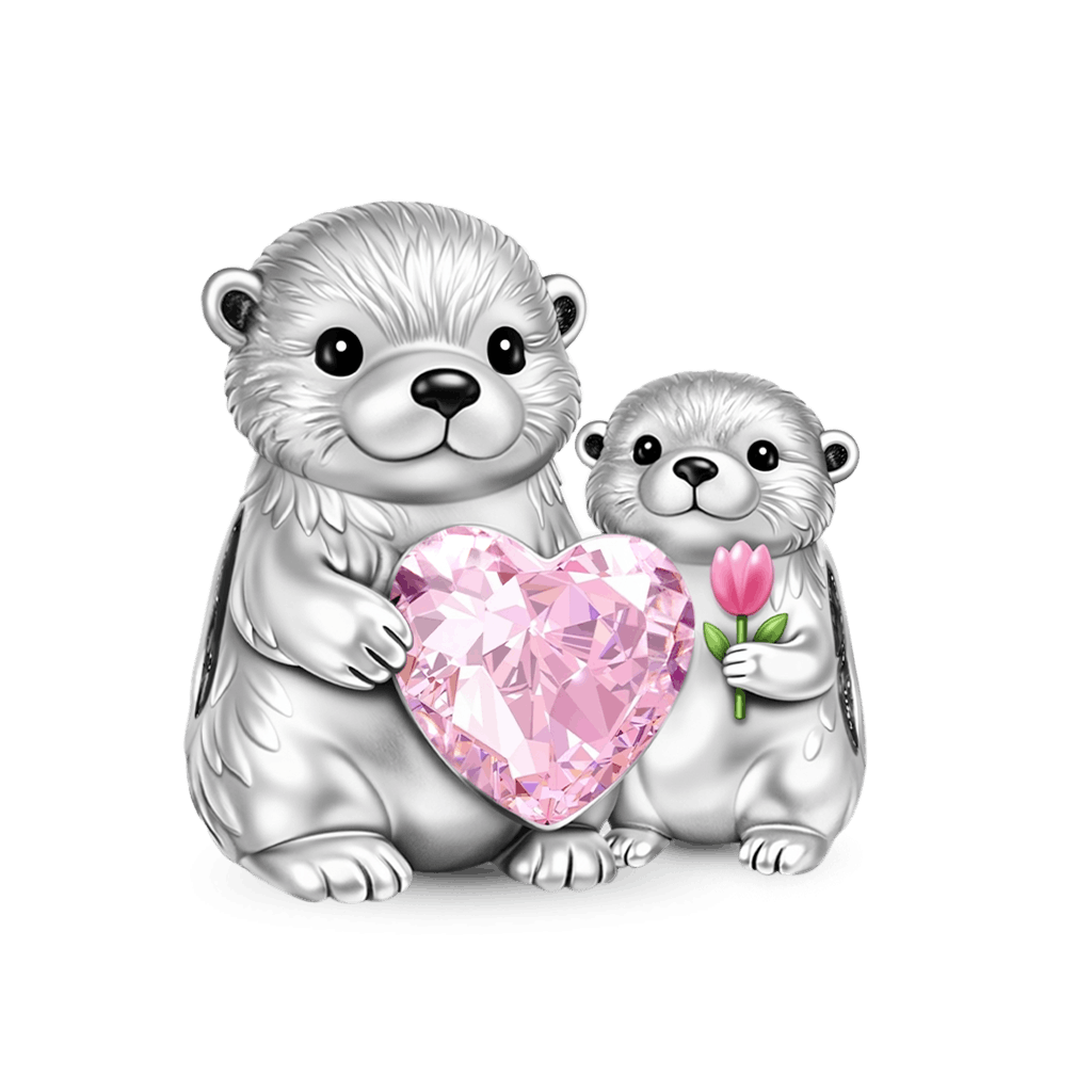Gnoce Mother's Day Otter Mom & Baby Embrace Love Charm_1