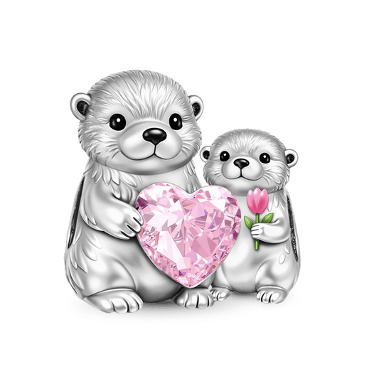 Gnoce Mother's Day Otter Mom & Baby Embrace Love Charm_1