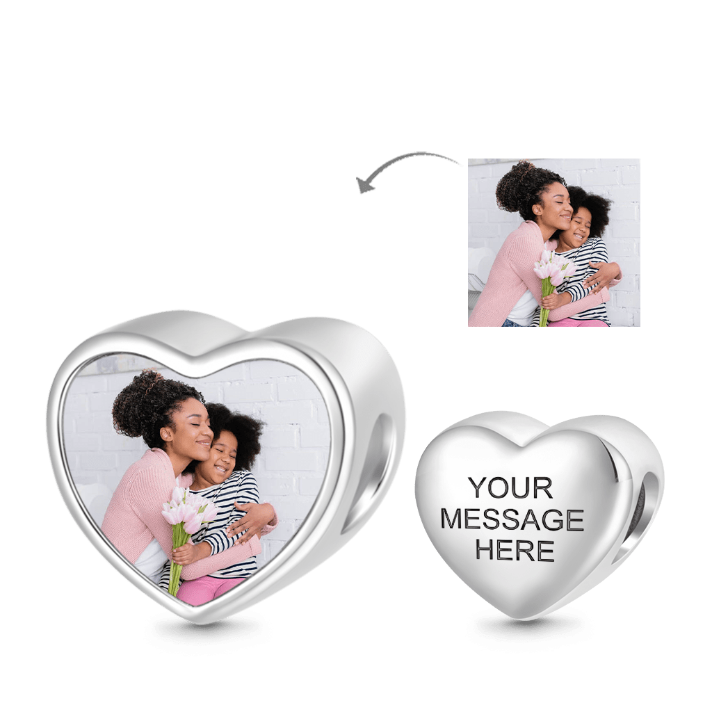 Gnoce "Always in My Heart "Adorable Heart Shape Engravable Personalized Photo Charm  to Friends, Families and Pets_2