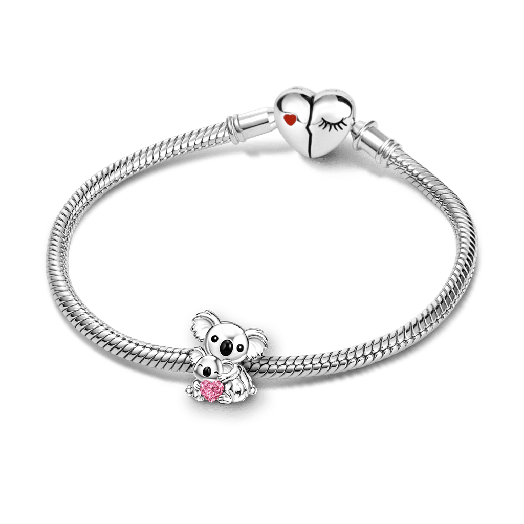 Gnoce Koala Embraces Baby Personalized Heart Birthstone Charm_3