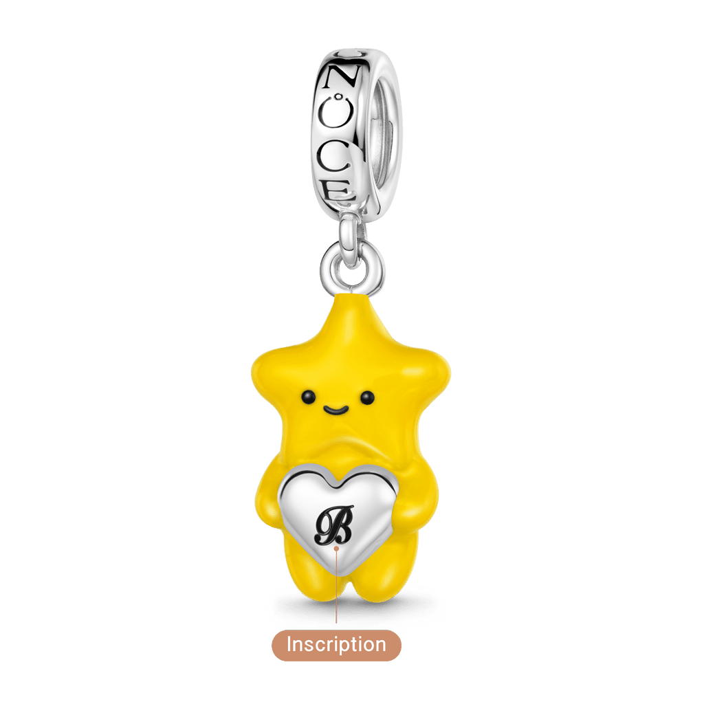 Gnoce Star Embrace Heart-Shaped Engravable Pendant Dangle Charm_5
