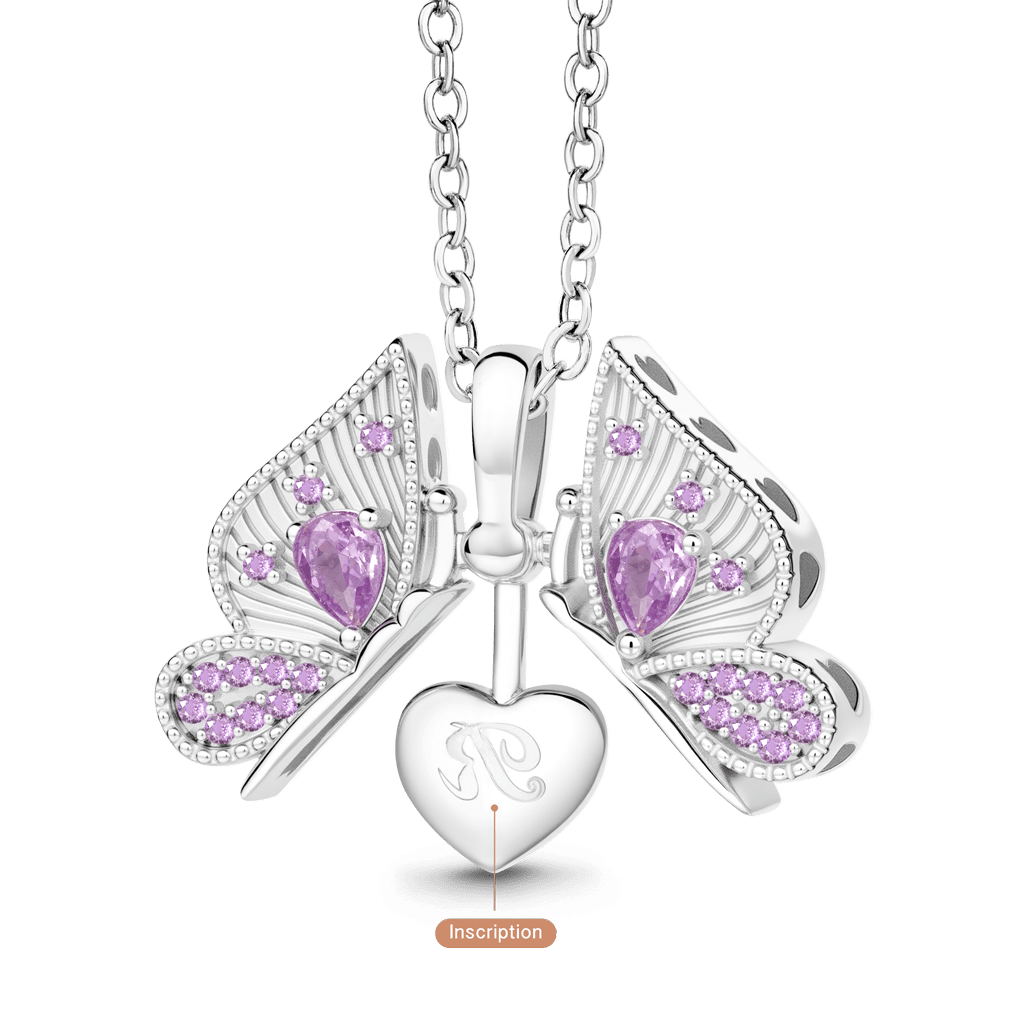 Gnoce Openable Butterfly Heart Engravable Pendant Dangle Charm_4