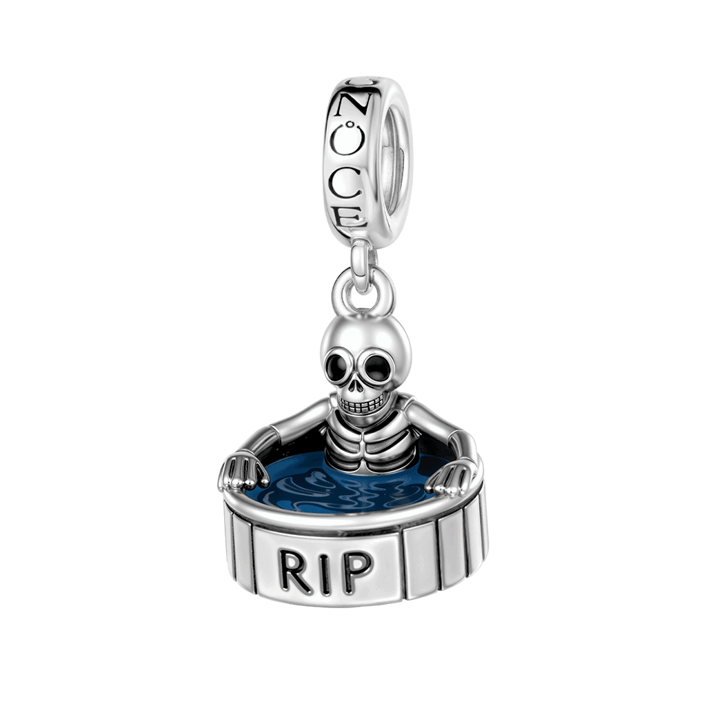 Gnoce Skeleton In A Bath Charm Platinum-plated Silver Blend_2