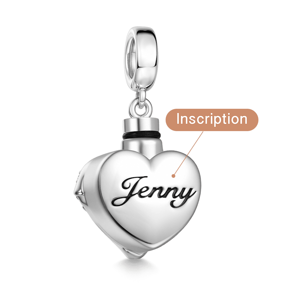 Gnoce Heart Urn Ashes Birthstone Charm Platinum-plated Silver Blend_7