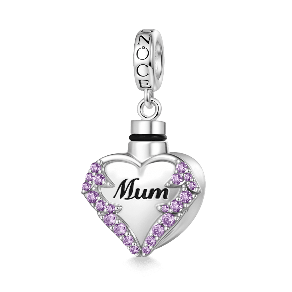 Gnoce Heart Urn Ashes Birthstone Charm Platinum-plated Silver Blend_2