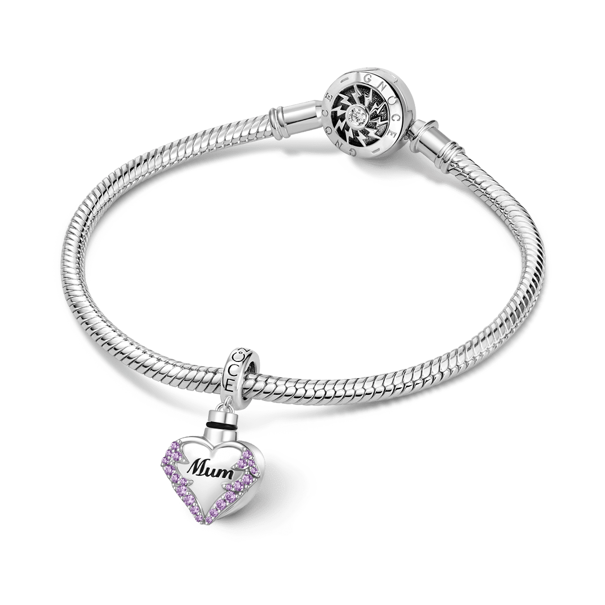 Gnoce Heart Urn Ashes Birthstone Charm Platinum-plated Silver Blend_5