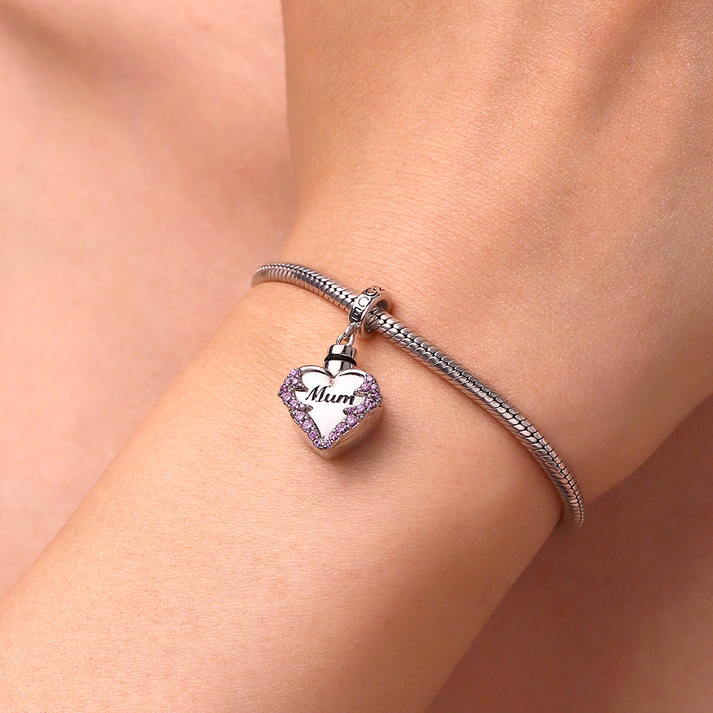 Gnoce Heart Urn Ashes Birthstone Charm Platinum-plated Silver Blend_3