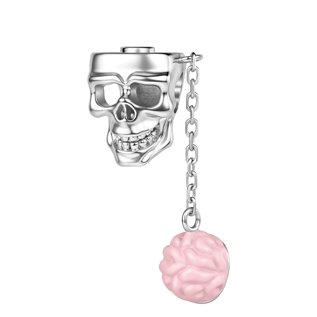 Gnoce Skull Brain Charm Platinum-plated Silver Blend_1