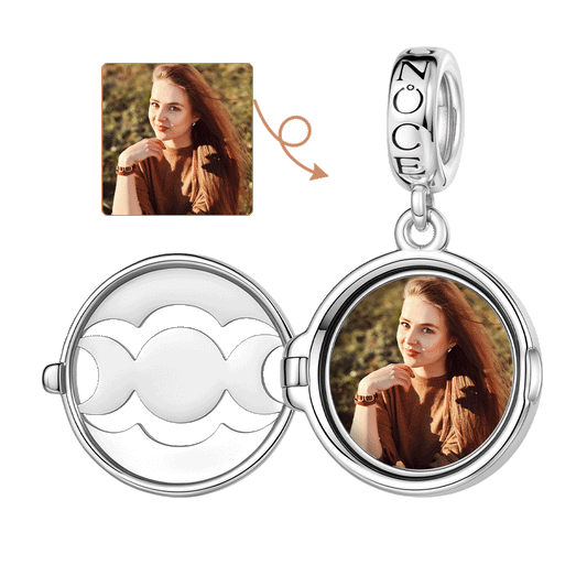 Gnoce Openable Engravable Photo Charm Platinum-plated Silver Blend_1