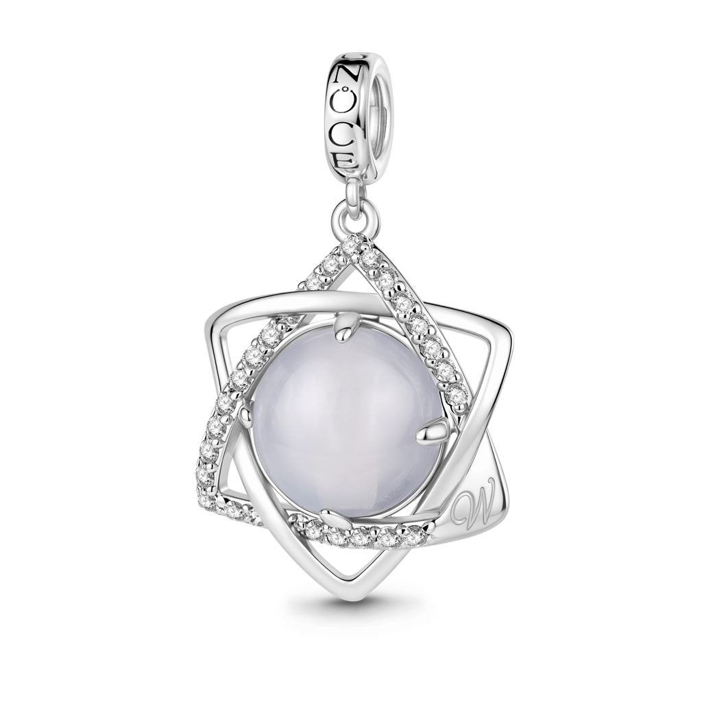 Gnoce Hexagon Star Engravable Charm Platinum-plated Silver Blend_1