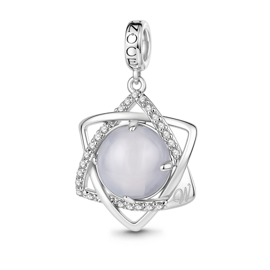 Gnoce Hexagon Star Engravable Charm Platinum-plated Silver Blend_1