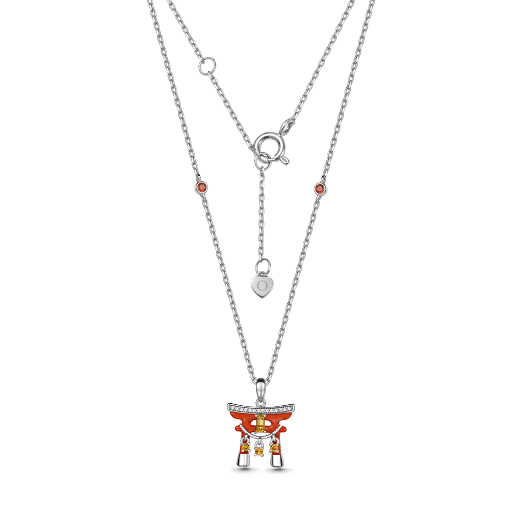 Gnoce Japanese Torii Gate Pendant Necklace Platinum-plated Silver Blend_3