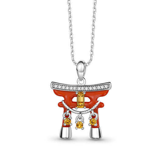 Gnoce Japanese Torii Gate Pendant Necklace Platinum-plated Silver Blend_1