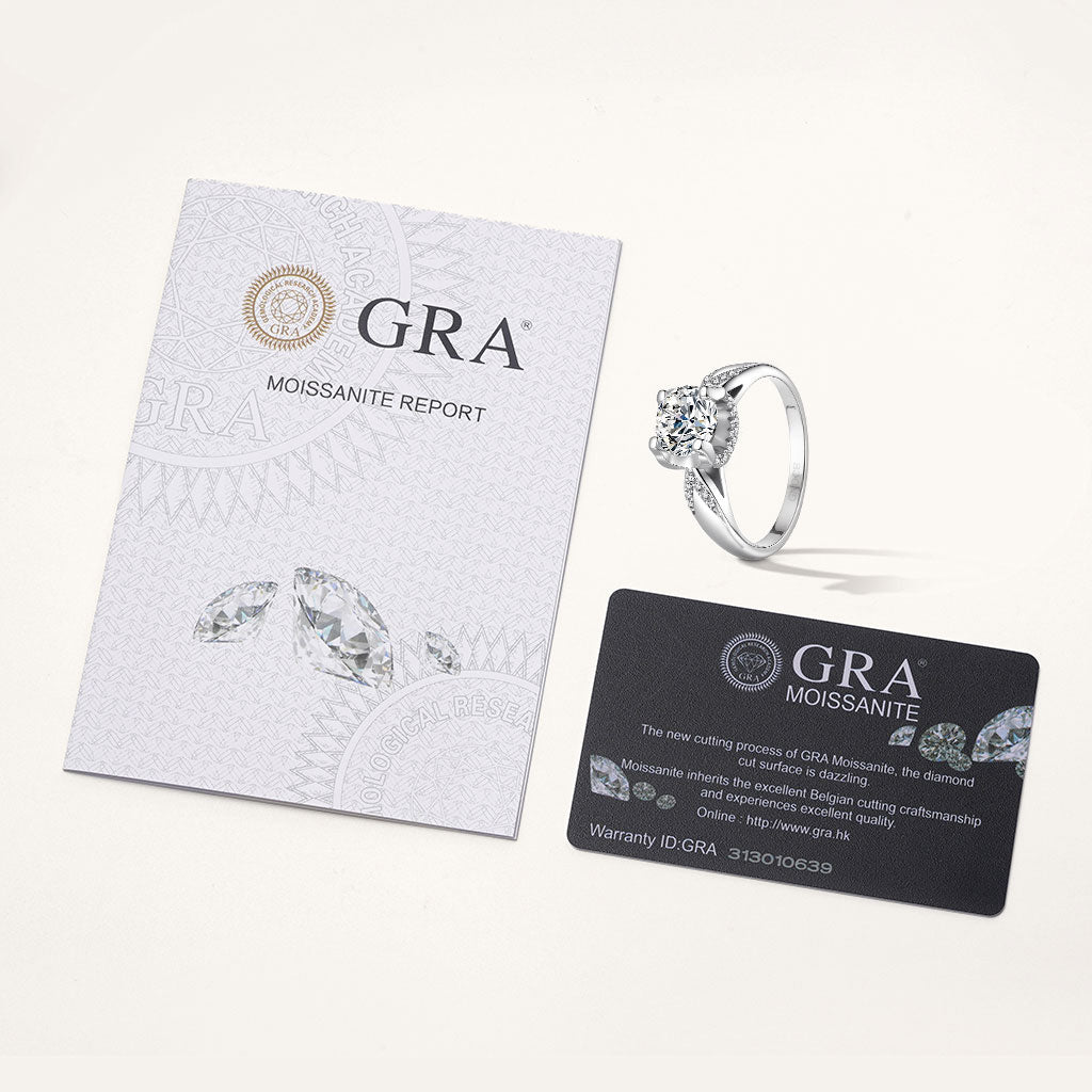 Gnoce Sparkling Twist 1.0 Ct Round VVS Moissanite Engagement Ring_3