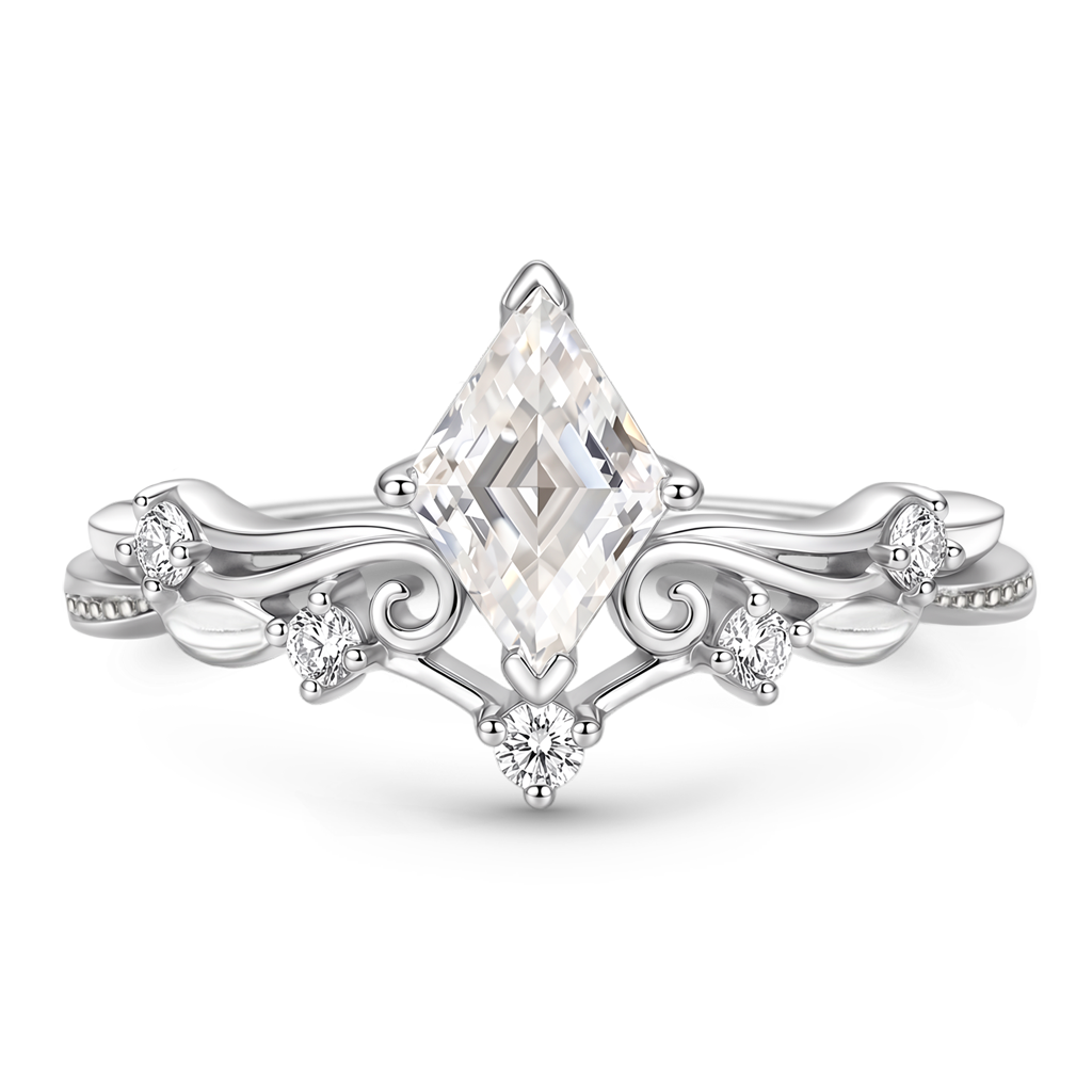 Gnoce Leaf & Vine  Diamond-cut Engagement Ring Platinum-plated Silver Blend_1