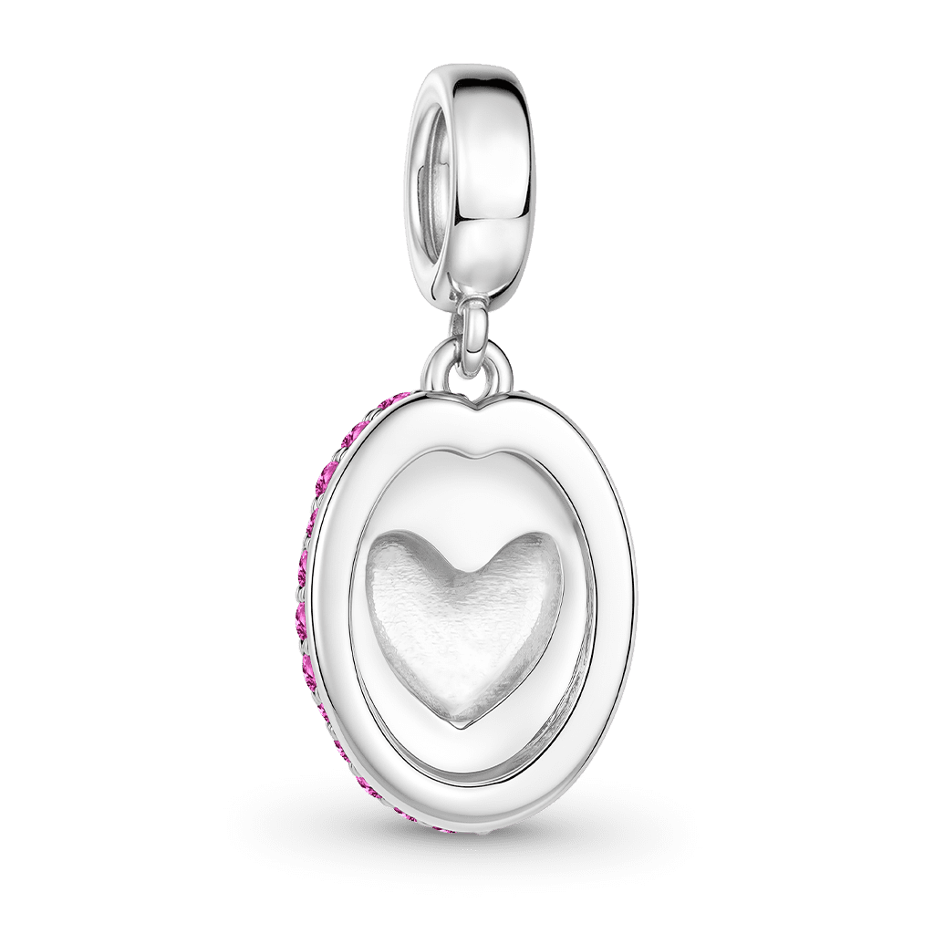 Gnoce Open Mouth Heart Engravable Charm Platinum-plated Silver Blend_6