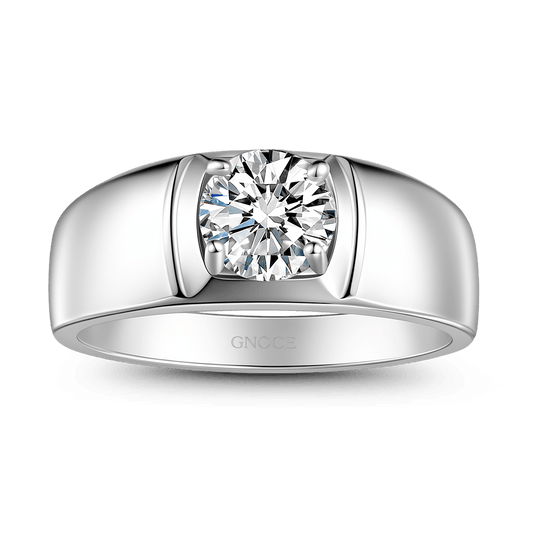 Gnoce Moissanite Solitaire Men Ring Platinum-plated Silver Blend_1