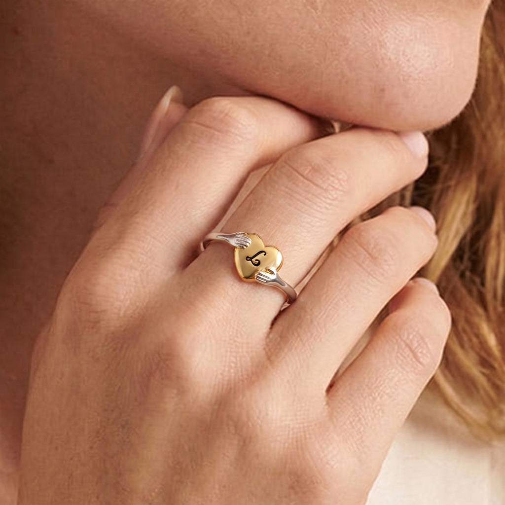 Gnoce Embrace Your Heart Engravable Ring Platinum-plated Silver Blend_2