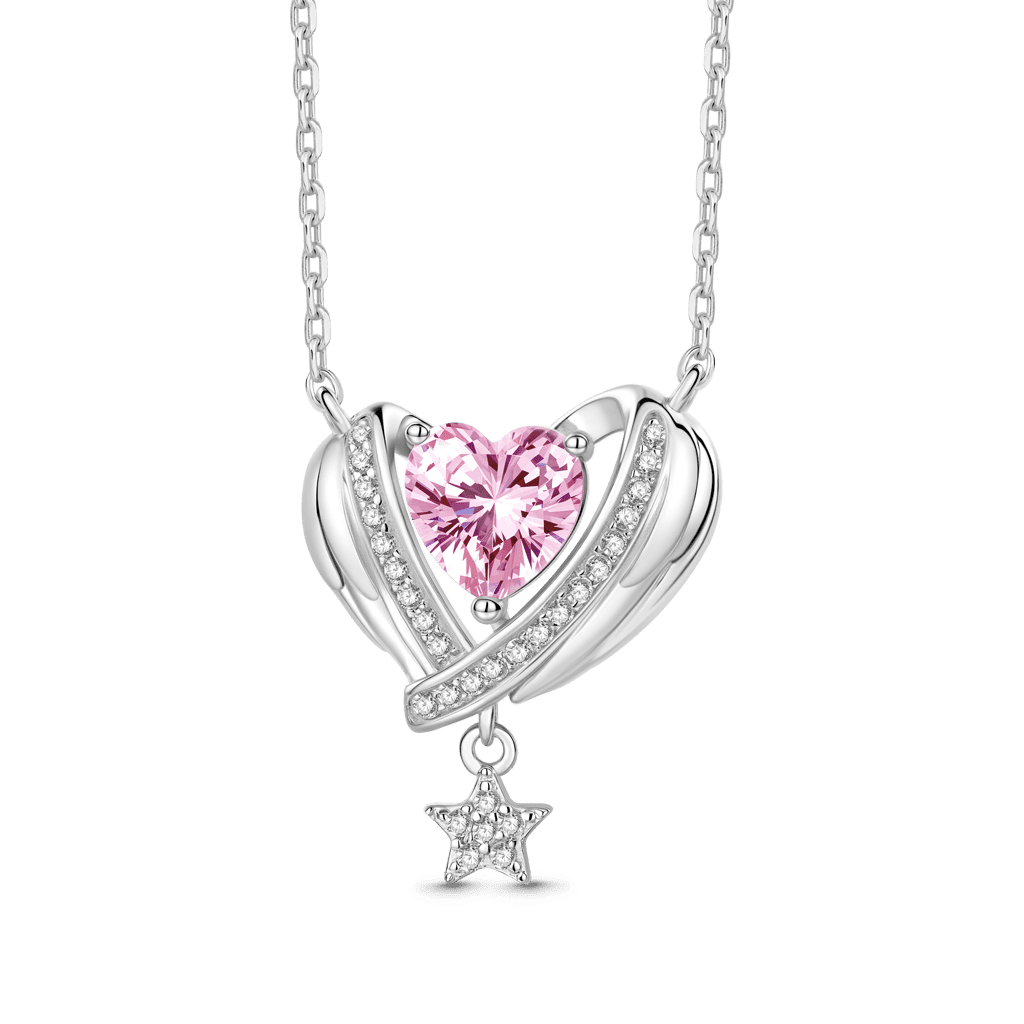 Gnoce Heart & Star Necklace Platinum-plated Silver Blend_1