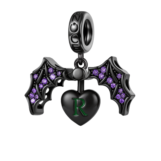Gnoce Dark Sstyle Openable Bat & Heart Engravable Charm_1