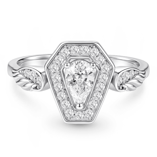 Gnoce Wings Pear-Cut Ring Platinum-plated Silver Blend_1