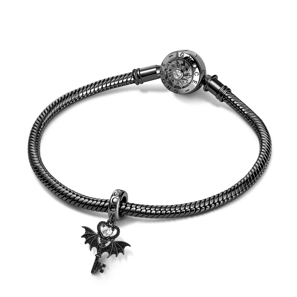 Gnoce Dark Style Bat Wings & Key Charm_3