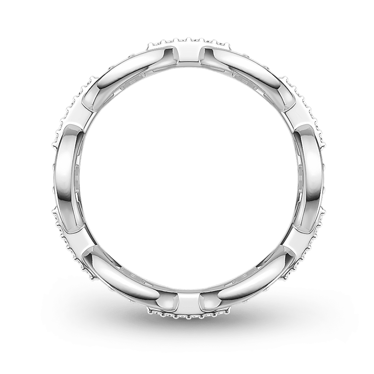 Gnoce Interlocking Geometric Cushion & Round-Cut Accent Ring Platinum-plated Silver Blend_4