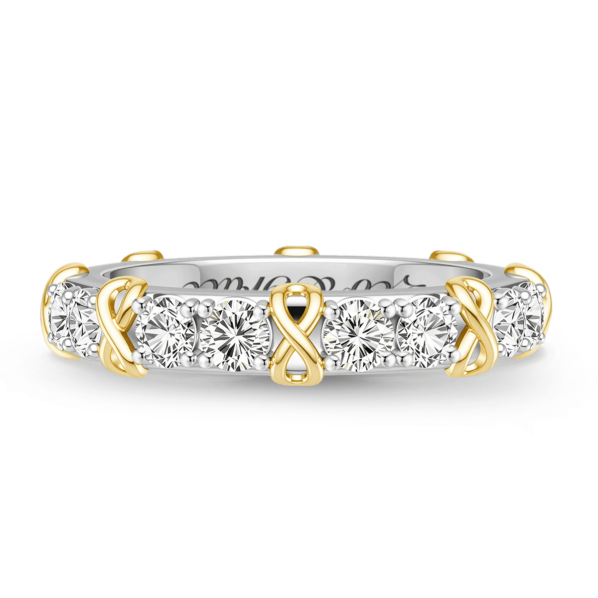 Gnoce Infinity Symbol Round-cut Band Ring Platinum-plated Silver Blend_1