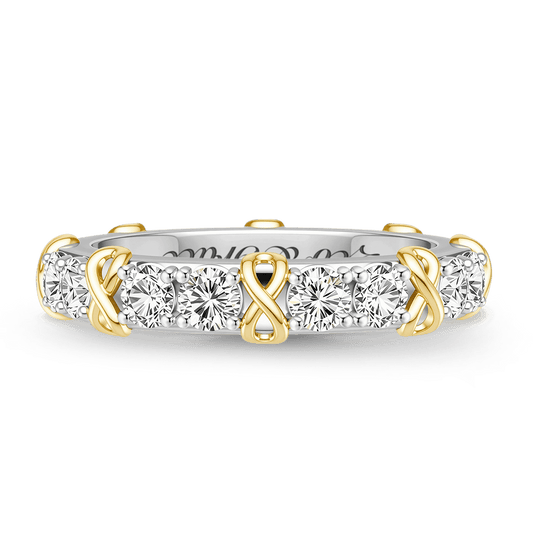 Gnoce Infinity Symbol Round-cut Band Ring Platinum-plated Silver Blend_1