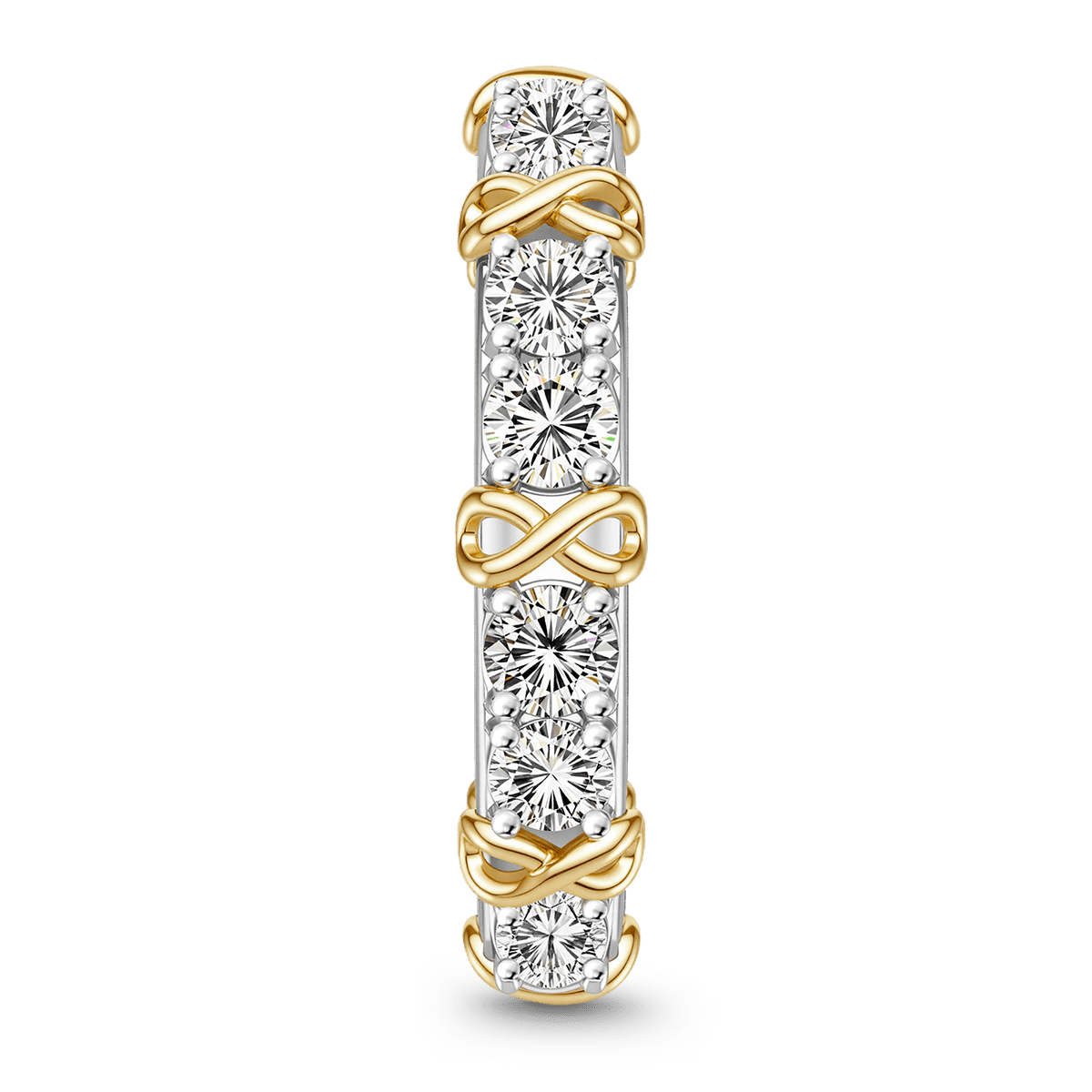 Gnoce Infinity Symbol Round-cut Band Ring Platinum-plated Silver Blend_5