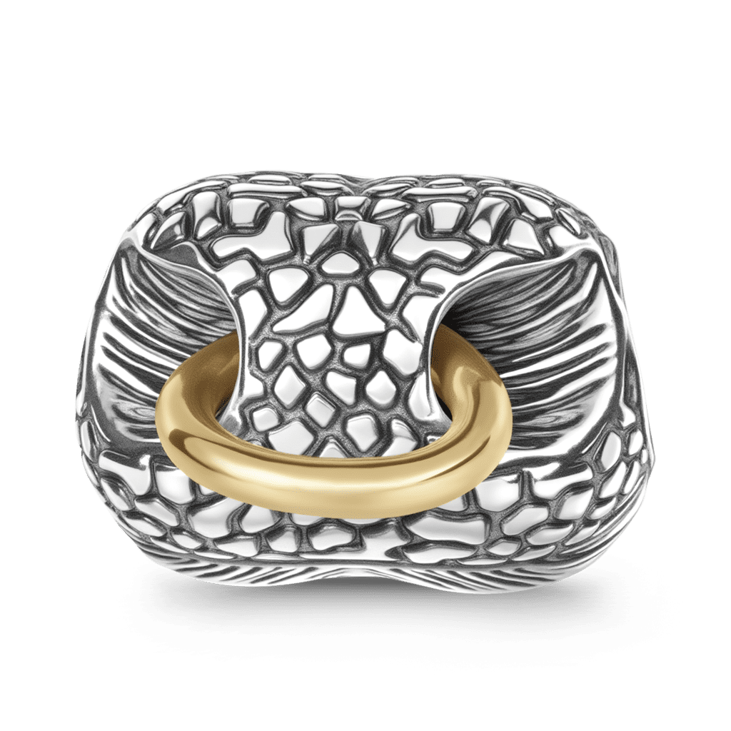 Gnoce Bull Nose Ring Engravable Charm Platinum-plated Silver Blend_1