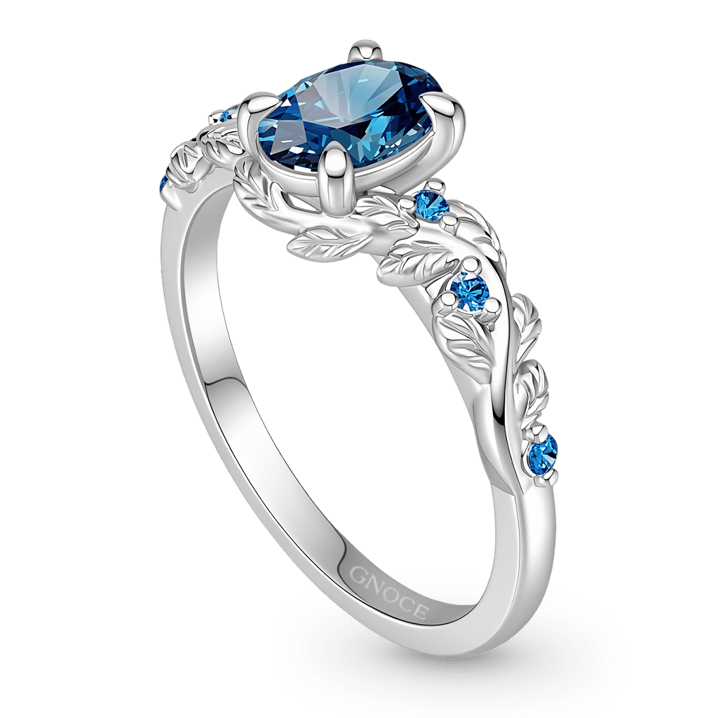 Gnoce Leaf & Vine Round-cut Blue Engagement Ring_4