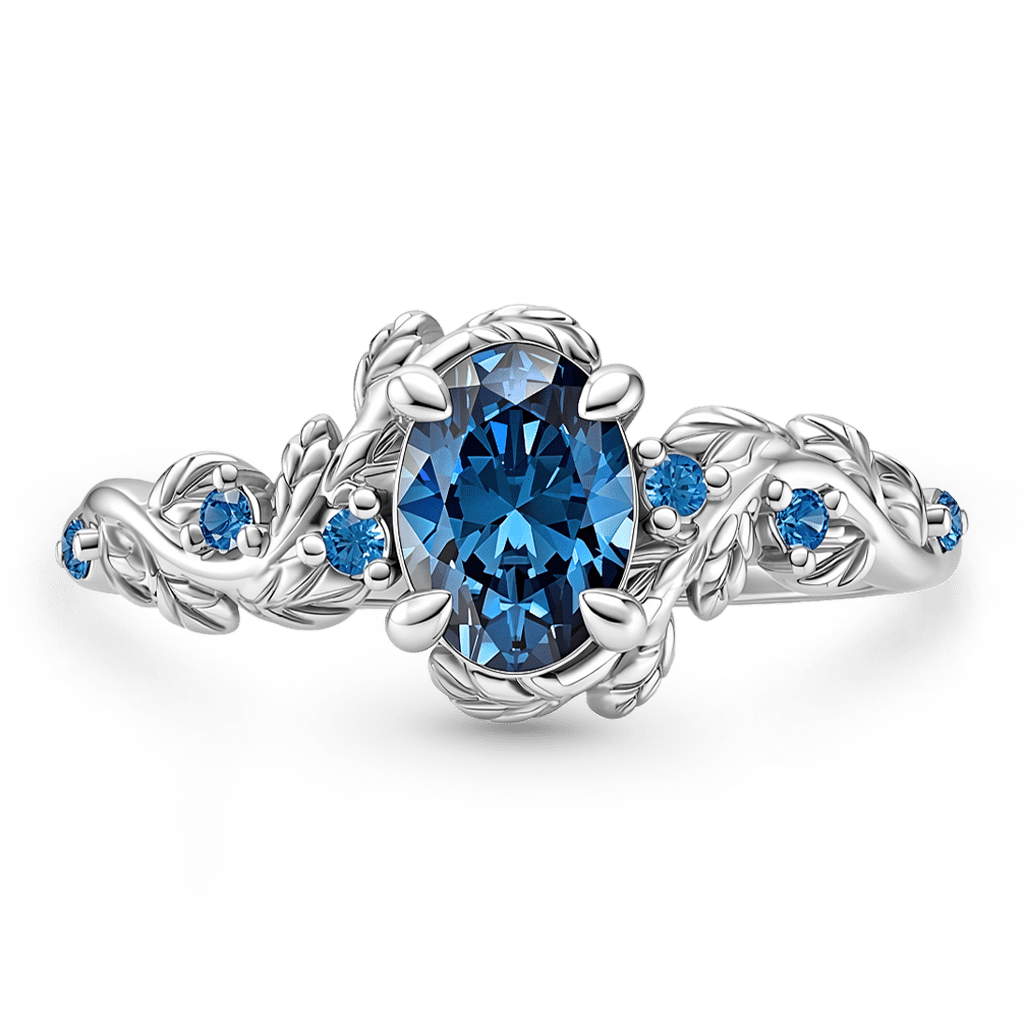 Gnoce Leaf & Vine Round-cut Blue Engagement Ring_1