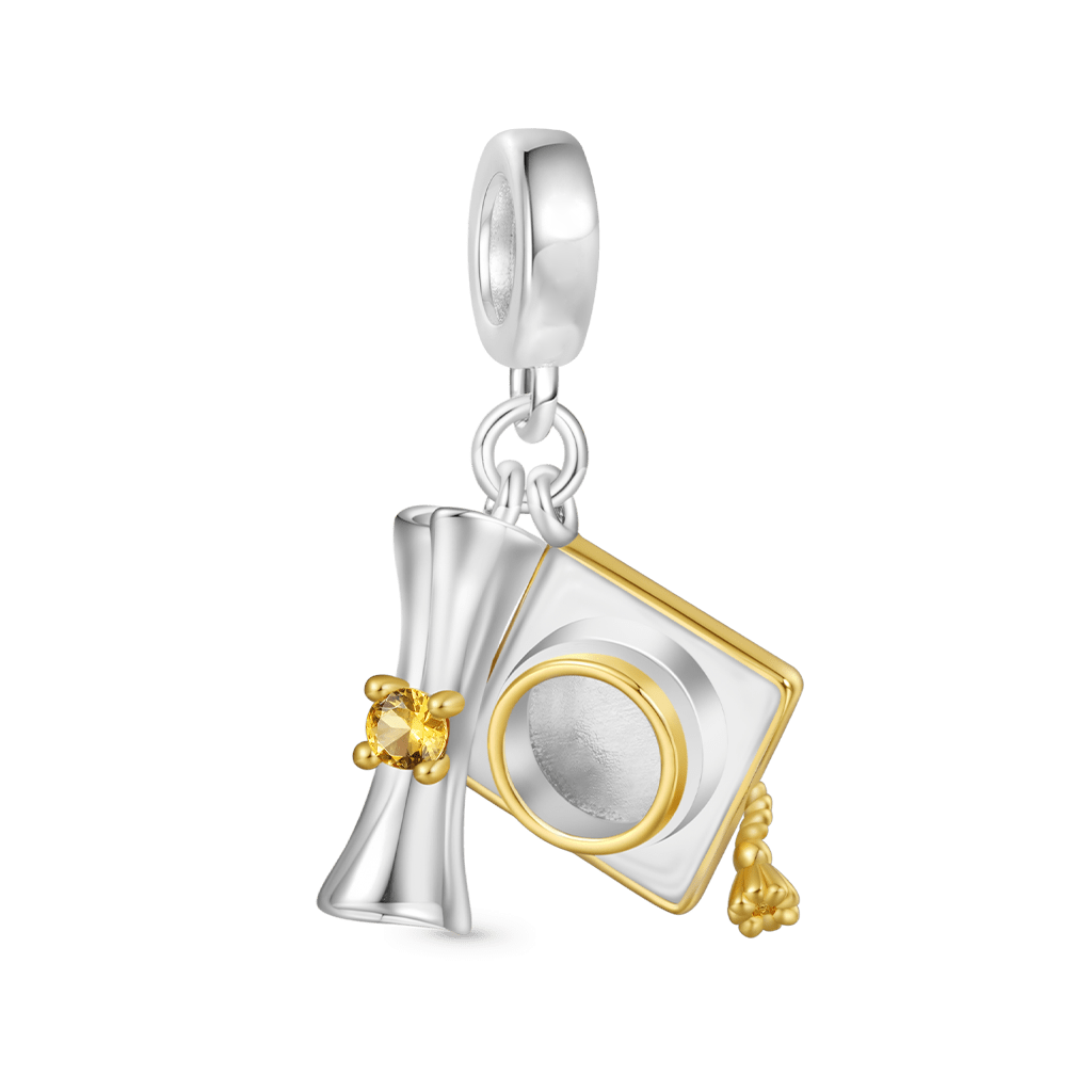 Gnoce Engravable Graduation Season Bachelor Cap Pendant Dangle Charm_2