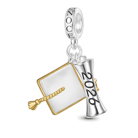 Gnoce Engravable Graduation Season Bachelor Cap Pendant Dangle Charm_1